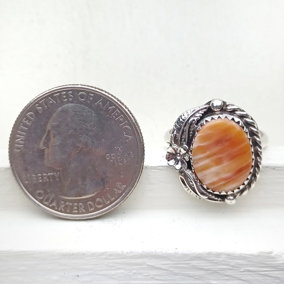 Orange Tone Silver Ring - Picture 9 of 9